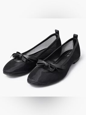 Seychelles Black Mesh Ballet Flats Bow Memory Foam Size 10